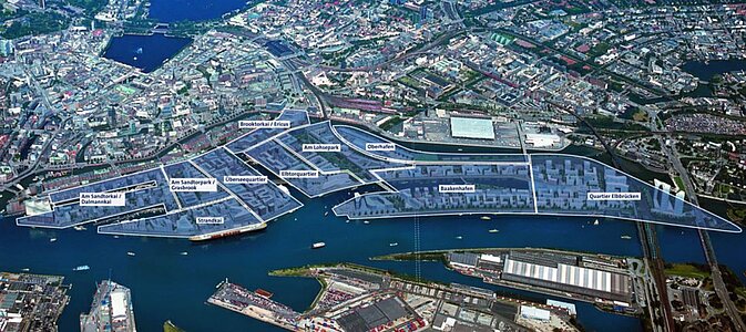 Übersicht der Quartiere der Hafencity Hamburg