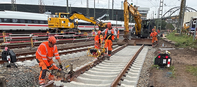 Track construction works in Frankfurt