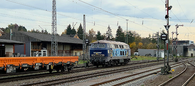 BR 218 locomotive in the Black Forest – rear view