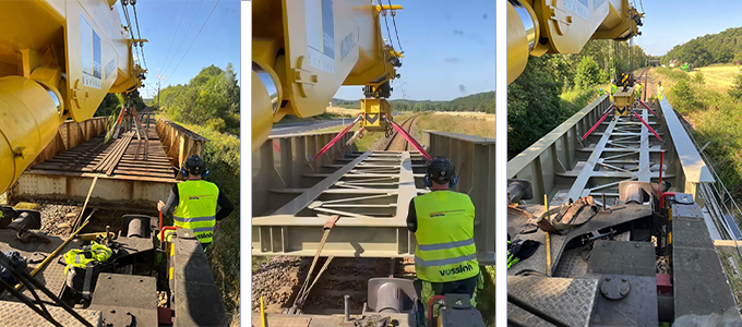 Collage crane bridge installation and removal on the driver’s cab