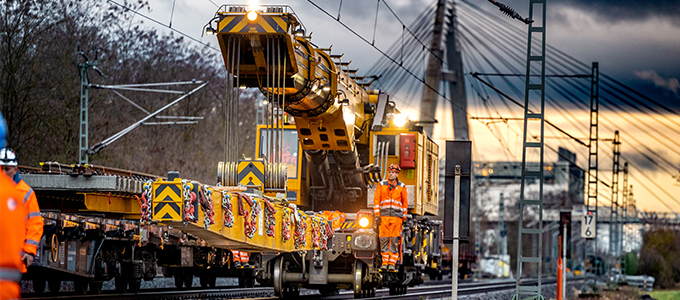 Railway Crane Transporting a Turnout