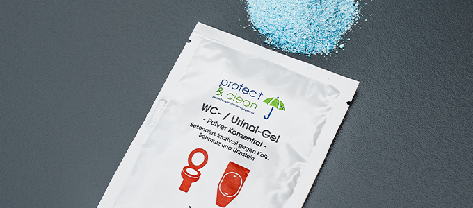 Toilet/urinal gel in powder form